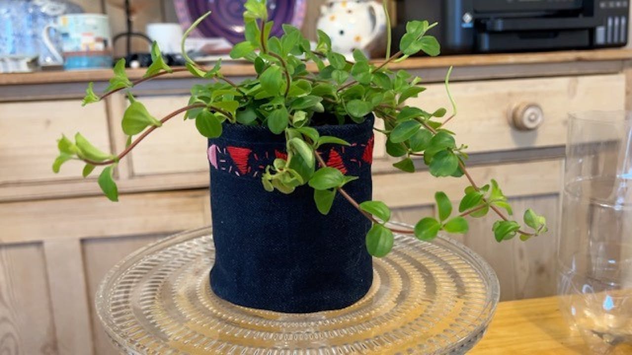 Make do and mend - use old jeans to make a denim planter